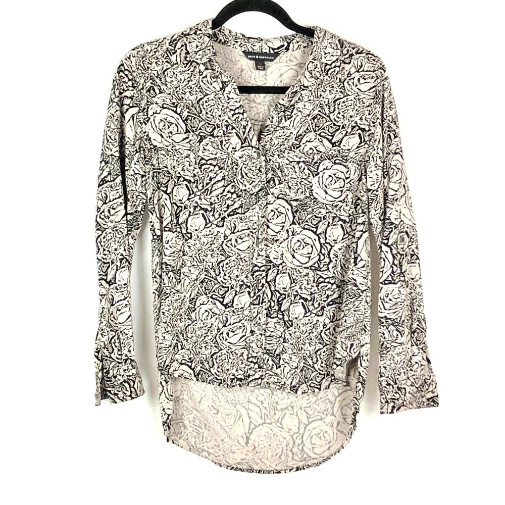 Rock & Republic Top Hi-Lo Floral Long Sleeve  Size XS